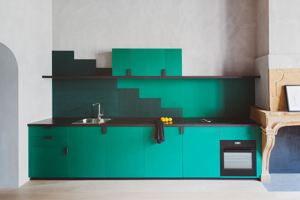 desain rumah modern 80 m2 hanya dengan 1 warna hijau! / studio razavi architecture / simone bossi 6